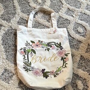 Floral Bride Tote Bag - Cream
